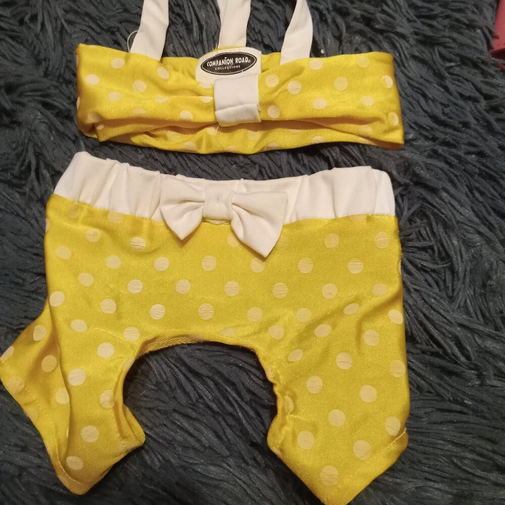 NWOT Vintage Dog Yellow Polka Dot Boy Short Bikini